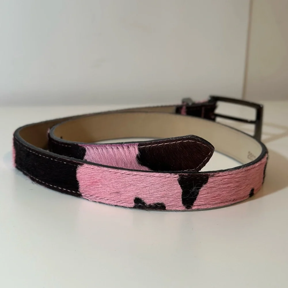 Elite Fresno California Pink Black Cow Print Belt Women's M 1